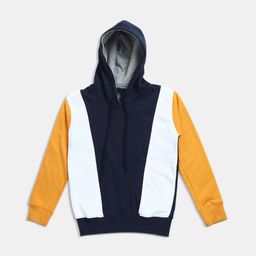 Maniac Boys Navy Blue and White Colourblocked Hooded Sweatshirt-image-78