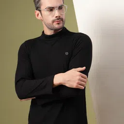Rigo Men Solid Turtle Neck Cotton T-shirt-image-26