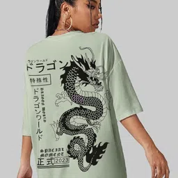Rodzen Graphic Printed Drop-Shoulder Sleeves Cotton Oversized T-shirt-image-75