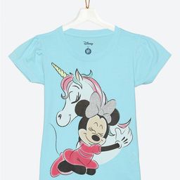 YK Disney Girls Blue Minnie Mouse Printed Puff Sleeves Cotton T-shirt-image-42
