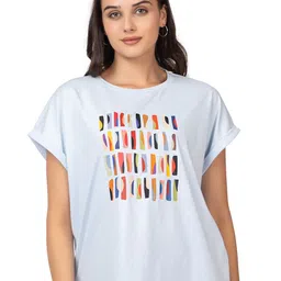 MAZMUN Women Abstract Printed Extended Sleeves T-shirt-picture-11