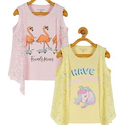 PLUM TREE Girls Pack of 2 Printed Round Neck Sleeveless Cotton Regular Fit T-shirt-image-29