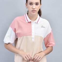 Woodland Women Colourblocked Polo Collar Pure Cotton T-shirt-image-43