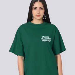 Besick Oversized Typography Printed Drop-Shoulder Sleeves Cotton T-shirt-image-89