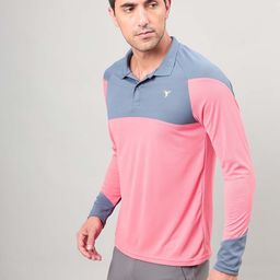 Technosport Colourblocked Moister Wicking Polo Collar Slim Fit Sports T-shirt-image-4