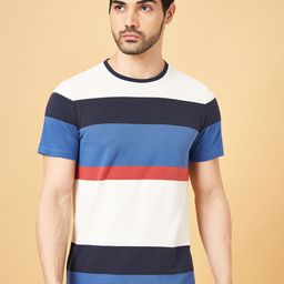 SF JEANS by Pantaloons Men Striped Round Neck Cotton Slim Fit T-Shirt-image-79