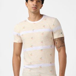 Peter England Casuals Men Striped Slim Fit T-shirt-image-40
