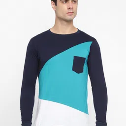 Bukkl Colourblocked Slim Fit Cotton T-shirt-image-65