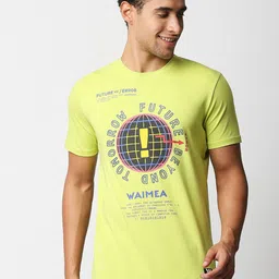 WAIMEA Men Lime Green Typography Printed Slim Fit T-shirt-picture-6