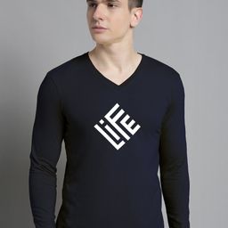 FBAR Typography Printed V-Neck Cotton Slim Fit T-shirt-picture-14