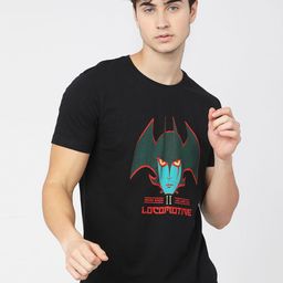 LOCOMOTIVE Men Black & Green Printed Slim Fit T-shirt-image-52