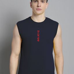 Friskers Typography Printed Sleeveless Pure Cotton Slim Fit T-shirt-image-36