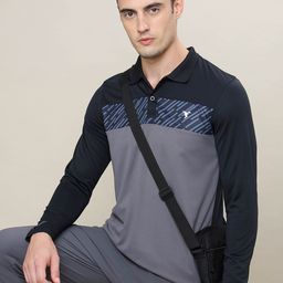 Technosport Colourblocked Polo Collar Antimicrobial Slim Fit T-shirt-image-70