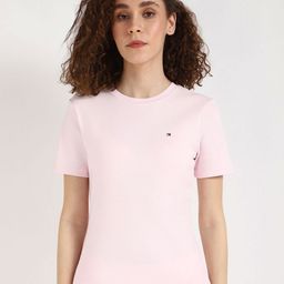 Tommy Hilfiger Women Solid Round Neck Cotton T-shirt-image-94