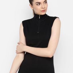 appulse Women Black Polo Collar Slim Fit T-shirt-picture-44