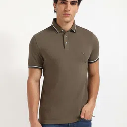 Tommy Hilfiger Men Solid Polo Collar Cotton T-shirt-image-63