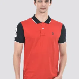 Numero Uno Colourblocked Polo Collar Short Sleeves Cotton Slim Fit T-shirt-image-56