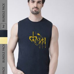 Friskers Pack Of 2 Printed Sleeveless Slim Fit Pure Cotton Sports T-shirt-image-92