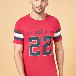 People Pink Varsity Printed Pure Cotton Slim Fit T-shirt-image-102