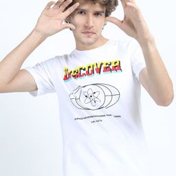HIGHLANDER Men White & Black Typography Printed Slim Fit Cotton T-shirt-image-35