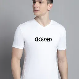 FBAR Typography Printed V-Neck Cotton Slim Fit T-shirt-image-68