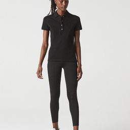 Lacoste Women Black Polo Collar Slim Fit T-shirt-image-30