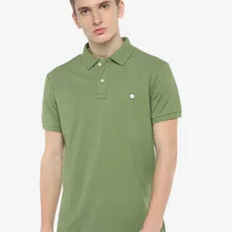 Alan Jones Men Green Polo Collar Slim Fit Cotton T-shirt-picture-36