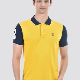 Numero Uno Colourblocked Polo Collar Short Sleeves Cotton Slim Fit T-shirt-image-15