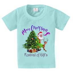 Babywish Kids Christmas Printed Short Sleeves Relaxed Fit Cotton T-shirt-image-72