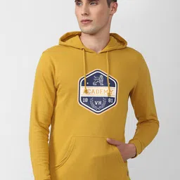 Van Heusen ACADEMY Men Yellow Printed Hooded Sweatshirt-image-14