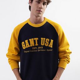 GANT Typography Printed Embroidered Pure Cotton Pullover-image-2