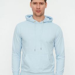 Trendyol Men Blue Solid Hooded Sweatshirt-image-49