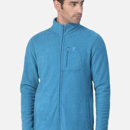 Woodland Men Blue Solid Front-Open Sweatshirt-0