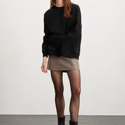 GRIMELANGE Black Round Neck Pullover Sweatshirt-image-58