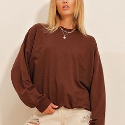 Trend Alacati stili Round Neck Pure Cotton Pullover Sweatshirt-image-35