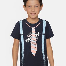 LAdore Boys Navy Blue Printed Round Neck T-shirt-image-25