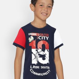 LAdore Boys Navy Blue Printed Round Neck T-shirt-image-52