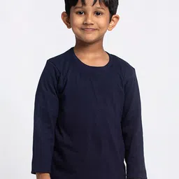 Friskers Boys Navy Blue Solid Cotton T-shirt-picture-16