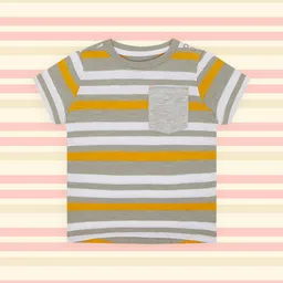 mothercare Boys Multicoloured Striped Round Neck T-shirt-1