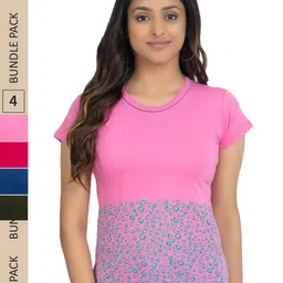 IndiWeaves Pack Of 4 Printed Pure Cotton T-shirt-image-87