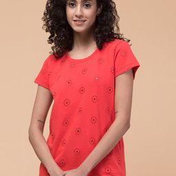 Hive91 Floral Shifley Cotton Round Neck Relaxed Fit Casual T-shirt-image-53