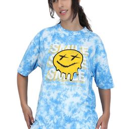 ZU Tie and Dye Round Neck Oversized Cotton T-shirt-image-54
