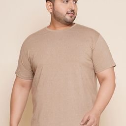 John Pride Plus Size Self Design Pure Cotton T-shirt image 1