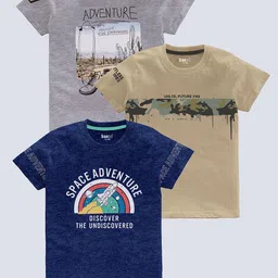 BAESD Boys Pack Of 3 Typography Printed Pure Cotton T-shirt-picture-29