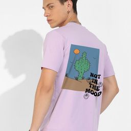 Campus Sutra Purple Graphic Printed Cotton T-shirt-image-85