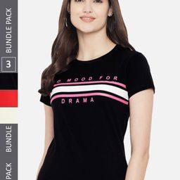 Fabflee Pack of 3 Typography Printed Cotton T-shirt-image-130