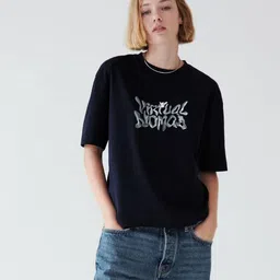 MISCHIEF MONKEY Printed Round Neck Short Sleeves Cotton T-shirt-image-60