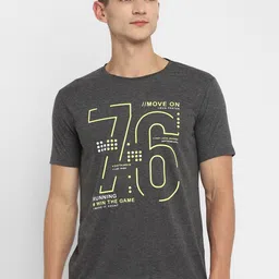 appulse Men Charcoal Typography Printed Regular Fit Cotton T-shirt-image-49