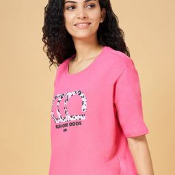 Ajile by Pantaloons Typography Printed Round Neck Regular Fit Cotton Sports T-shirt-22