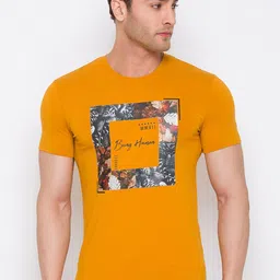 Being Human Men Mustard Yellow Printed T-shirt-image-40
